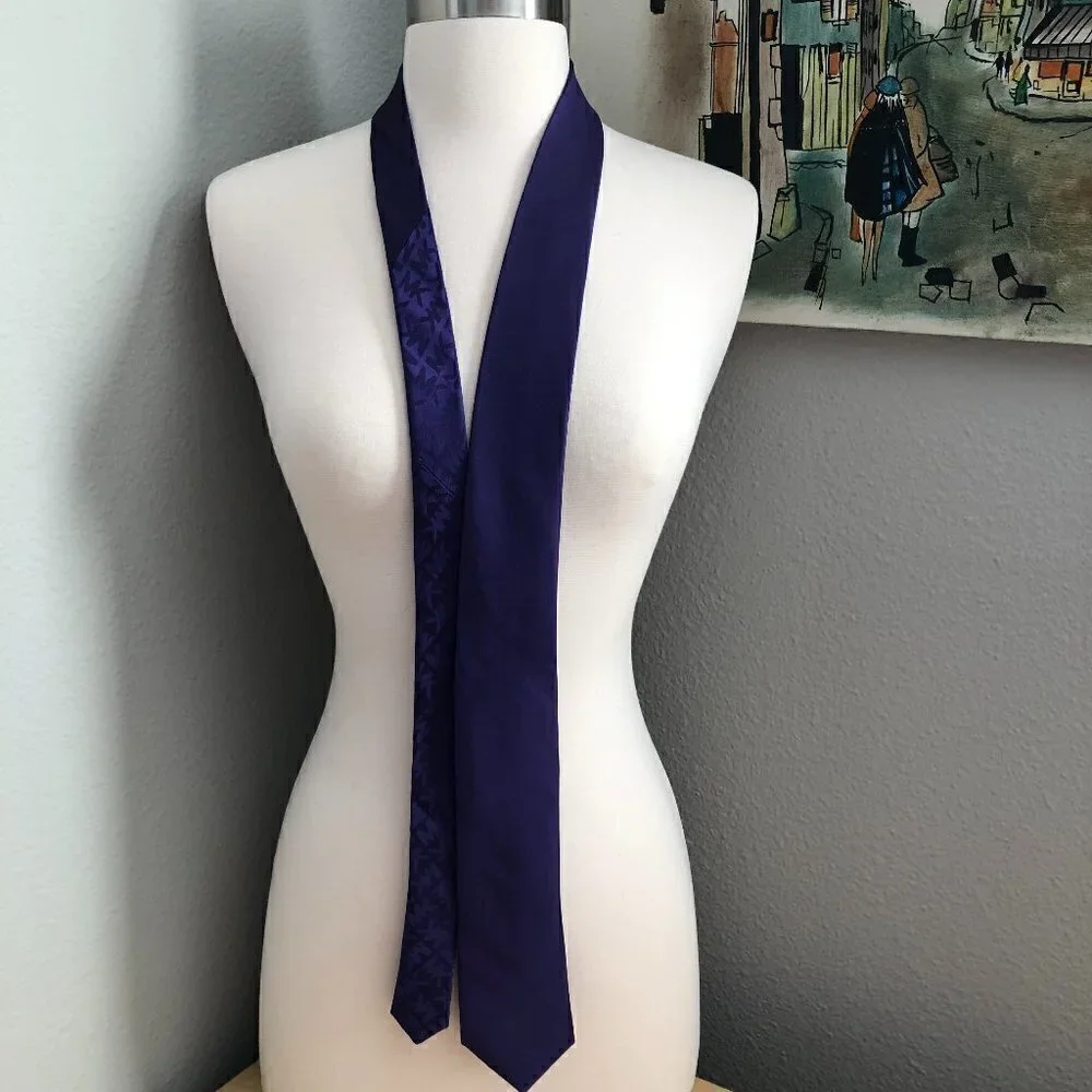 MICHAEL Michael Kors Silk Skinny Necktie Royal Purple Repeating Logo Tie NEW